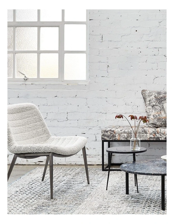 Ancona Accent Chair - Black & White Boucl - Brush Black Steel image 2
