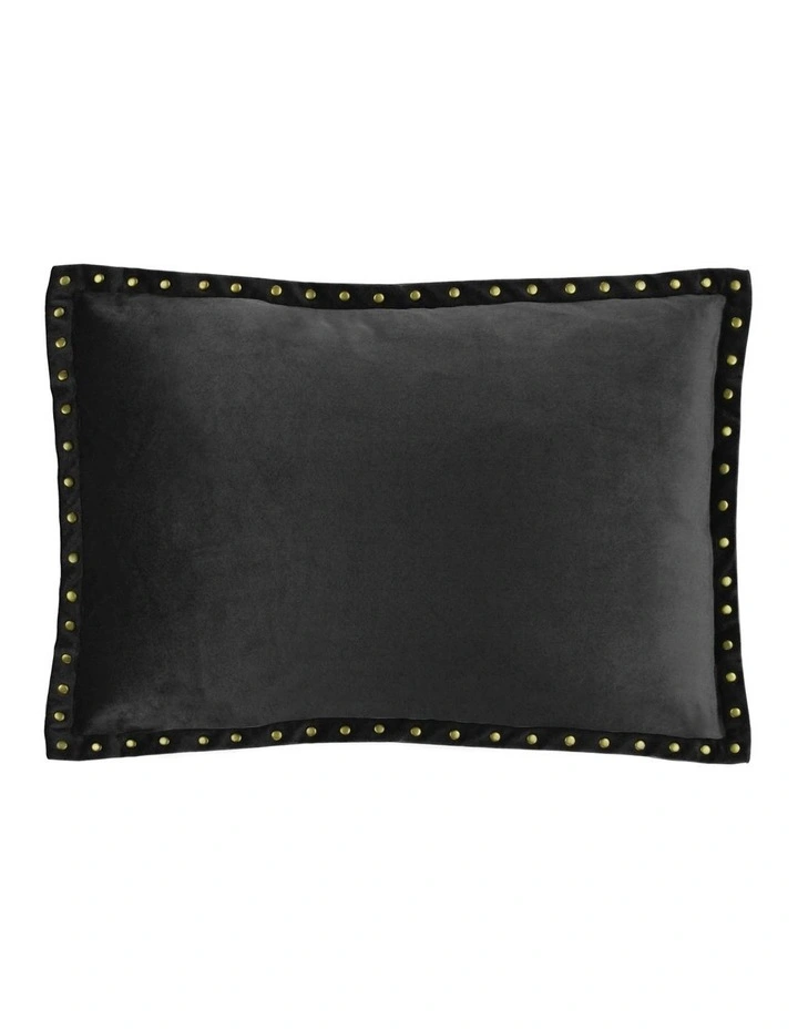Essential Studded Velvet Cushion 40 x 60 in Charcoal image 1