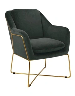 Aurelia Armchair, Charcoal Velvet, Brushed Gold Legs