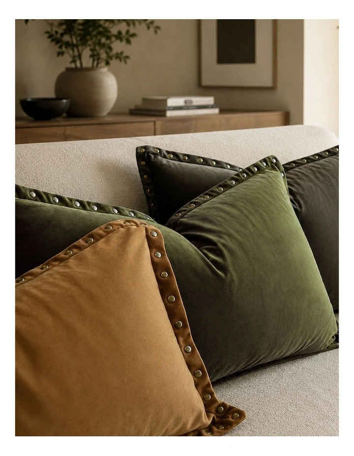 Essential Studded Velvet Cushion 50 x 50 in Honeycomb image 4
