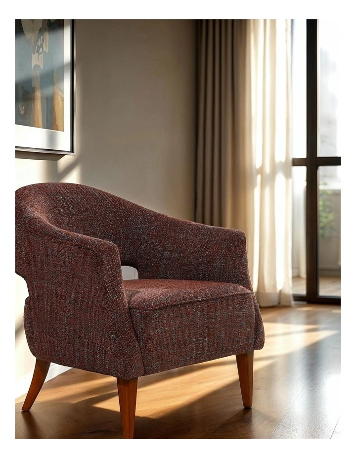 Darcy & Duke Aiden Armchair - Mocha Caramel Upholstery - Wood Legs image 2