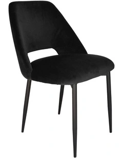 Milan Dining Chair - Black Velvet - Black Legs