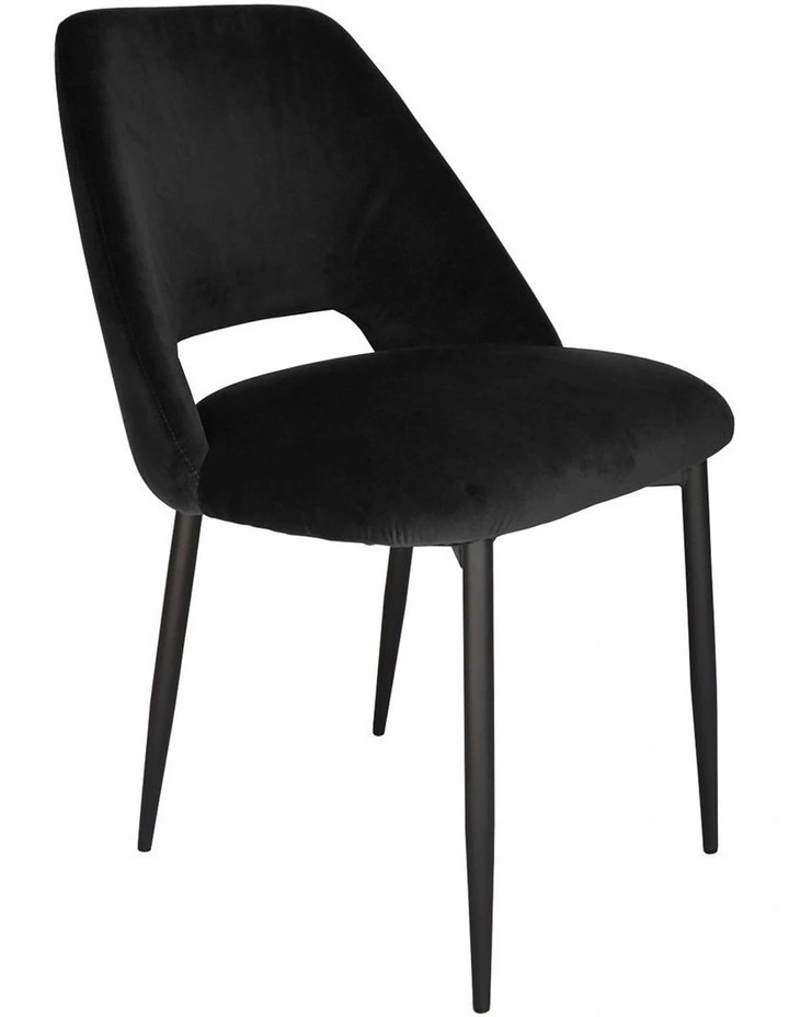 Milan Dining Chair - Black Velvet - Black Legs image 1