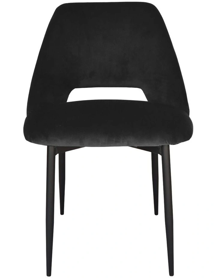 Milan Dining Chair - Black Velvet - Black Legs image 2
