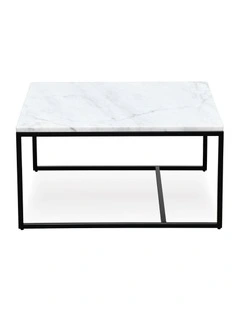 Reno - Coffee Table Medium - White Marble Black Base