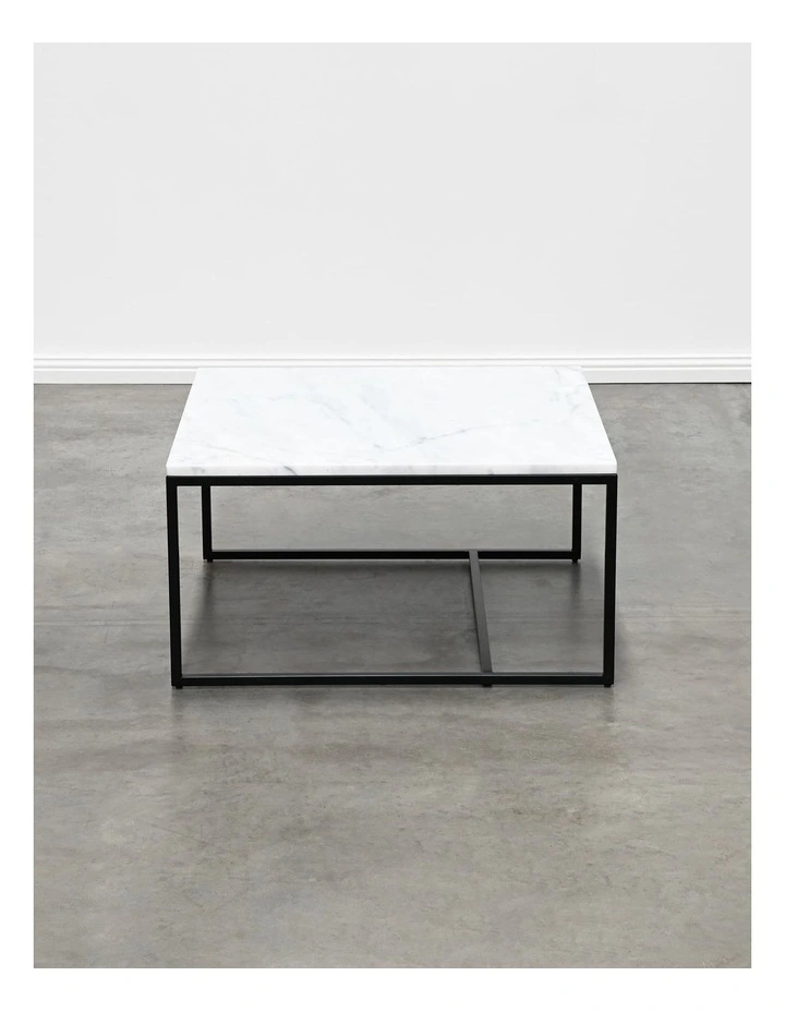Reno - Coffee Table Medium - White Marble Black Base image 2