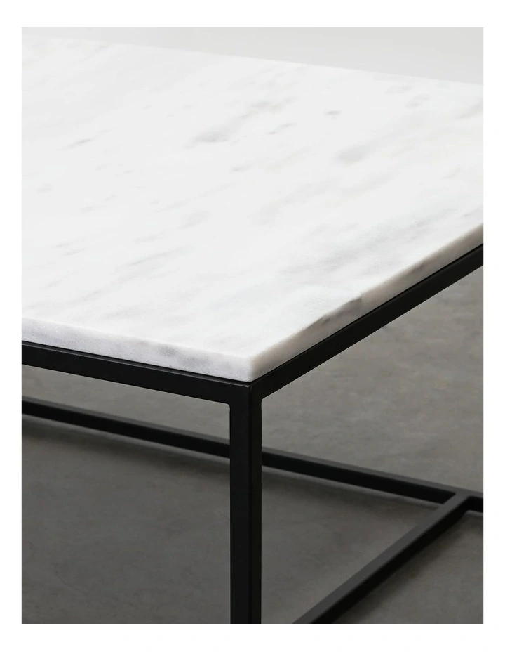 Reno - Coffee Table Medium - White Marble Black Base image 3