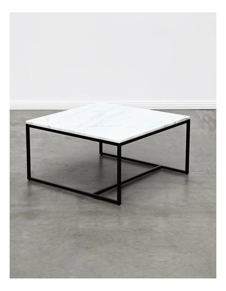 Reno - Coffee Table Medium - White Marble Black Base image 4