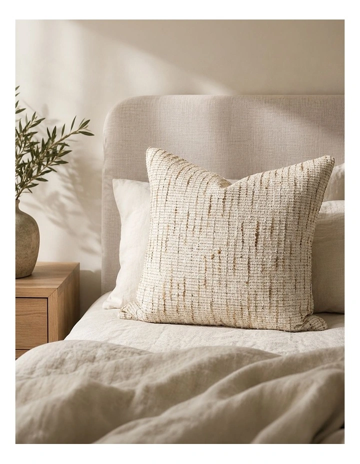 Tweed Fabric Cushion 57X57cm in Natural image 2