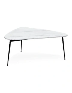 Alba - Coffee Table Medium - White Marble Black Base