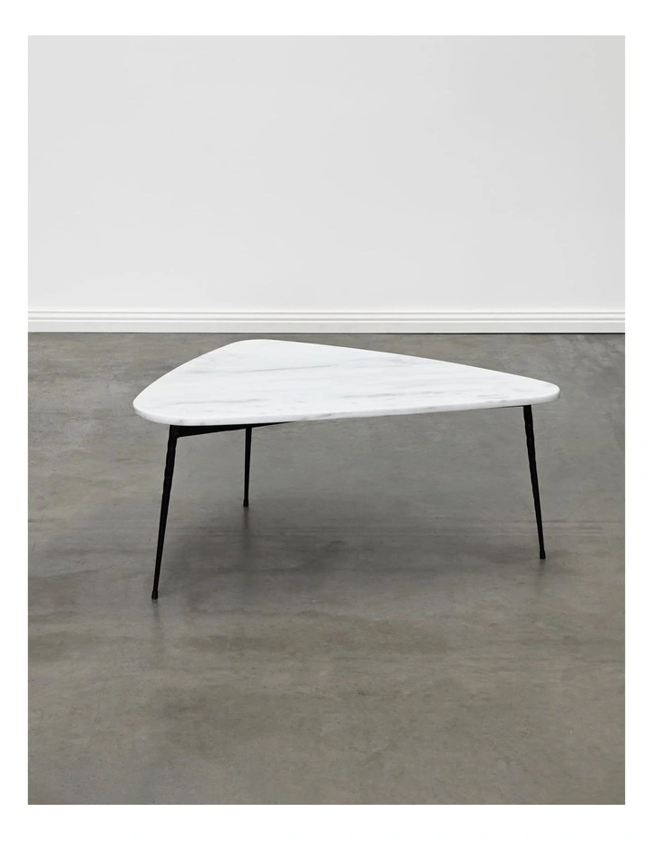 Alba - Coffee Table Medium - White Marble Black Base image 2