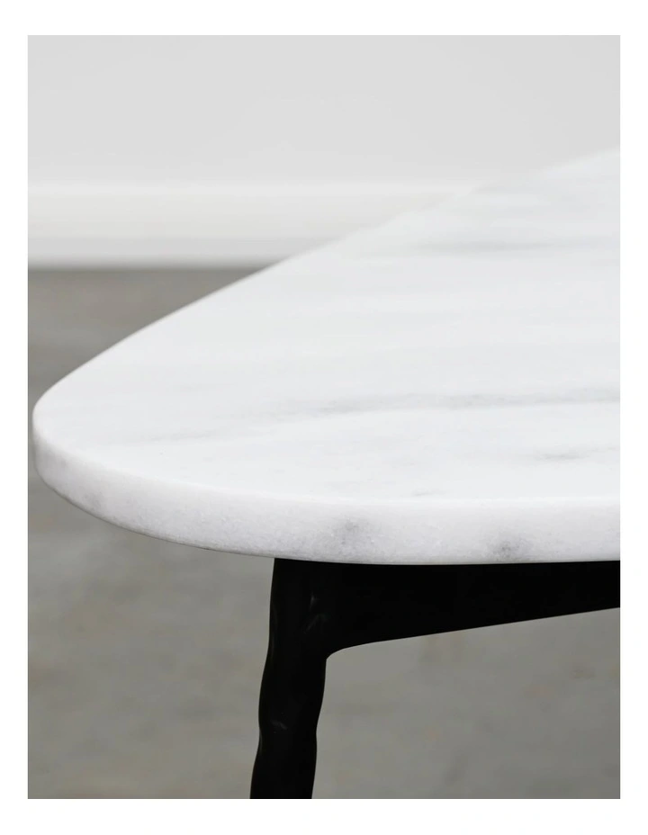 Alba - Coffee Table Medium - White Marble Black Base image 3