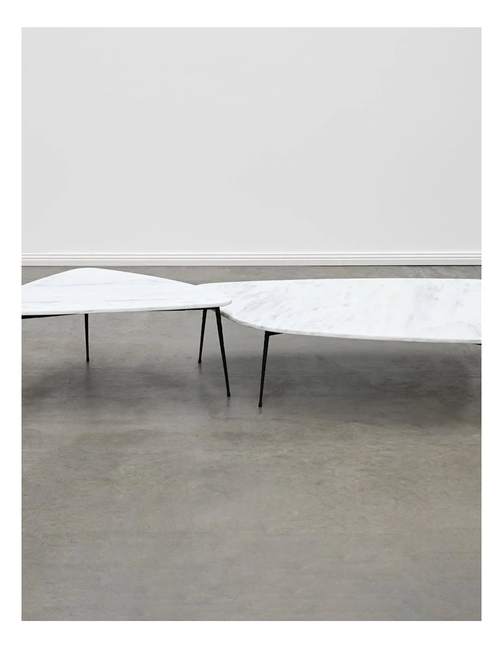 Alba - Coffee Table Medium - White Marble Black Base image 4