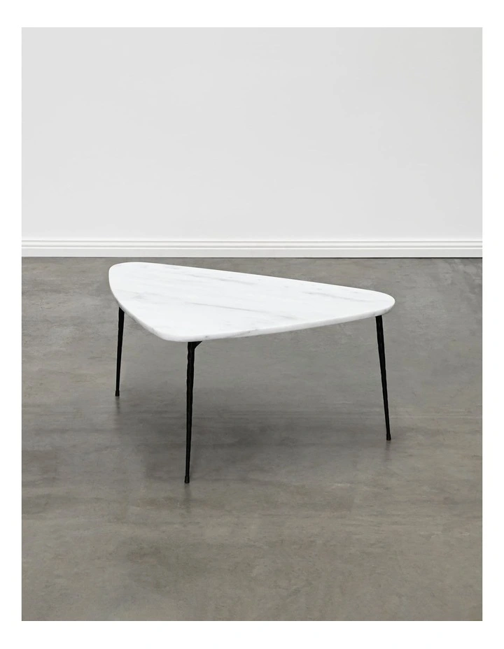 Alba - Coffee Table Medium - White Marble Black Base image 5