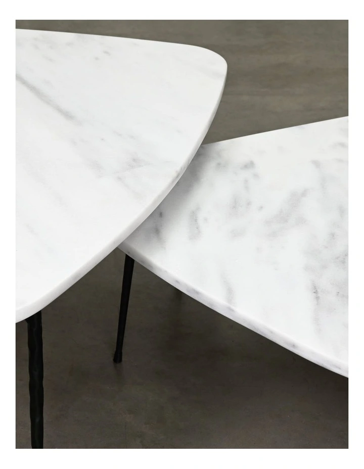 Alba - Coffee Table Medium - White Marble Black Base image 6