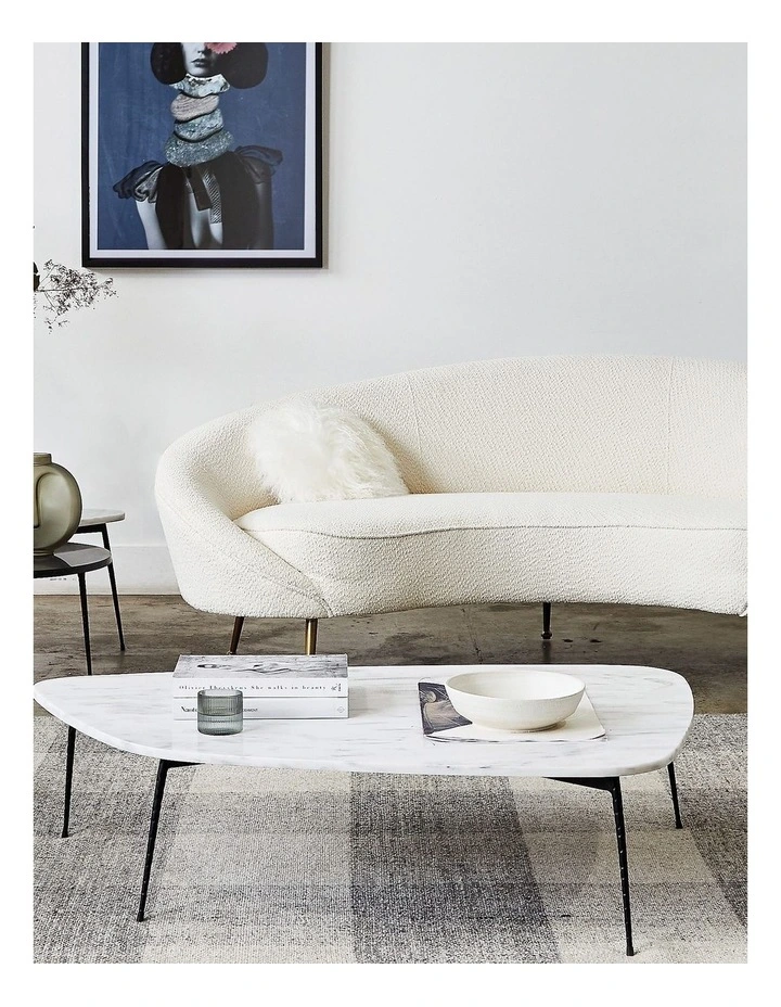 Alba - Coffee Table Medium - White Marble Black Base image 7