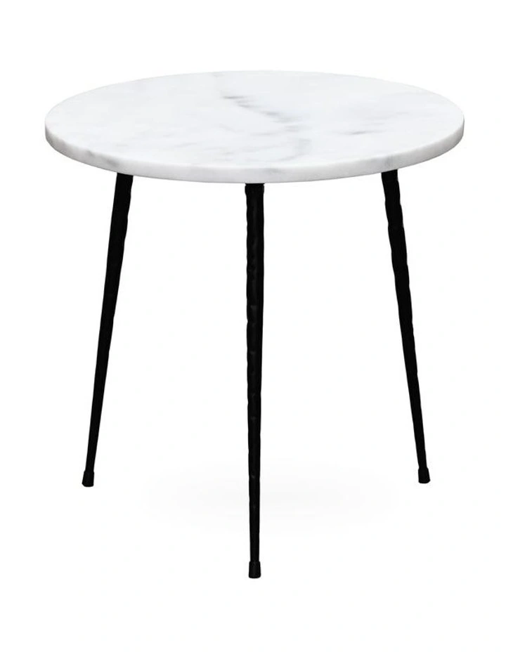 Alba - Side Table Small - White Marble Black Base image 1