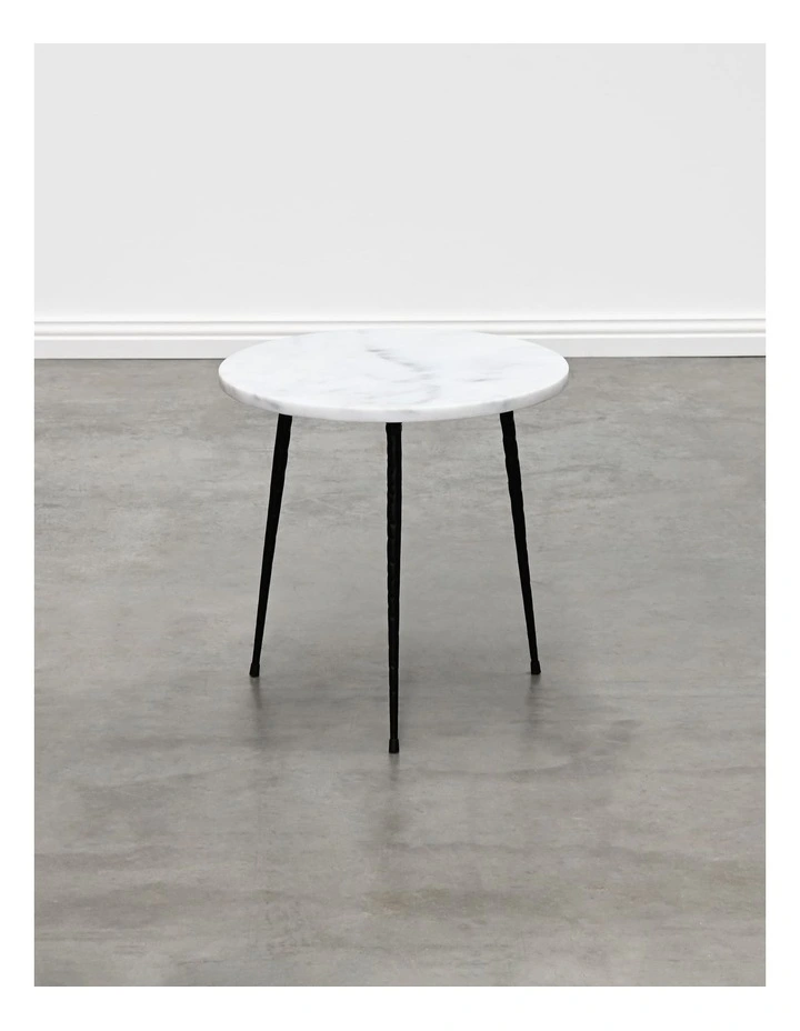 Alba - Side Table Small - White Marble Black Base image 2