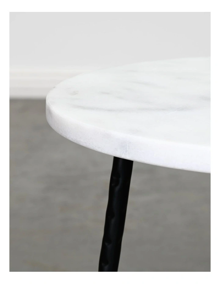 Alba - Side Table Small - White Marble Black Base image 3