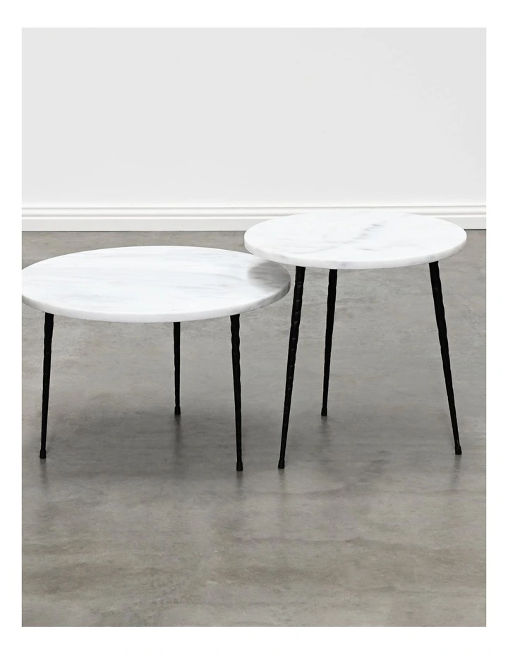 Alba - Side Table Small - White Marble Black Base image 4