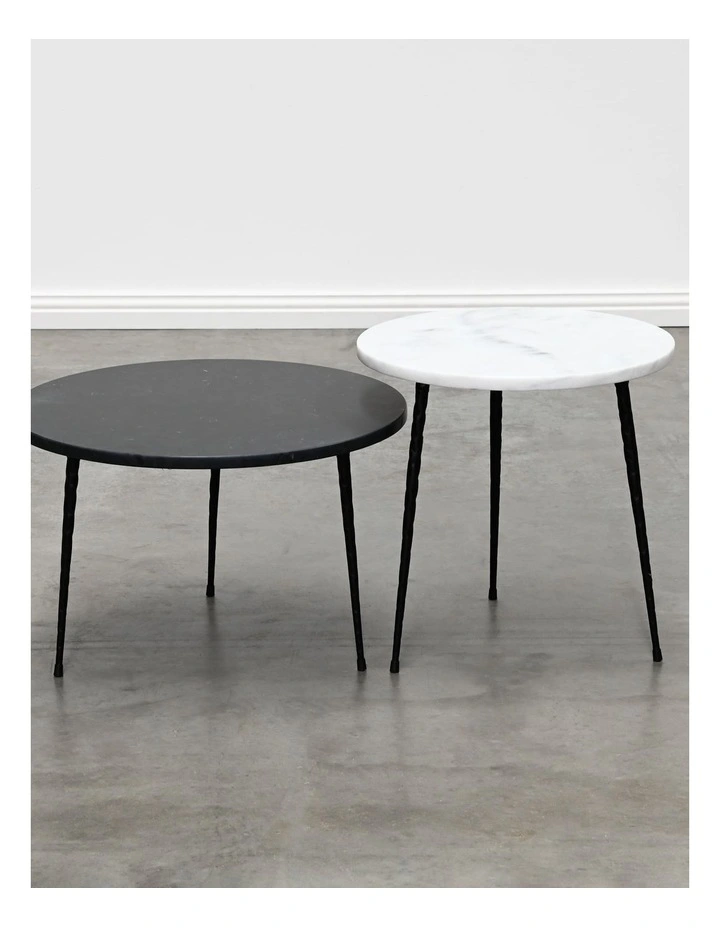 Alba - Side Table Small - White Marble Black Base image 6