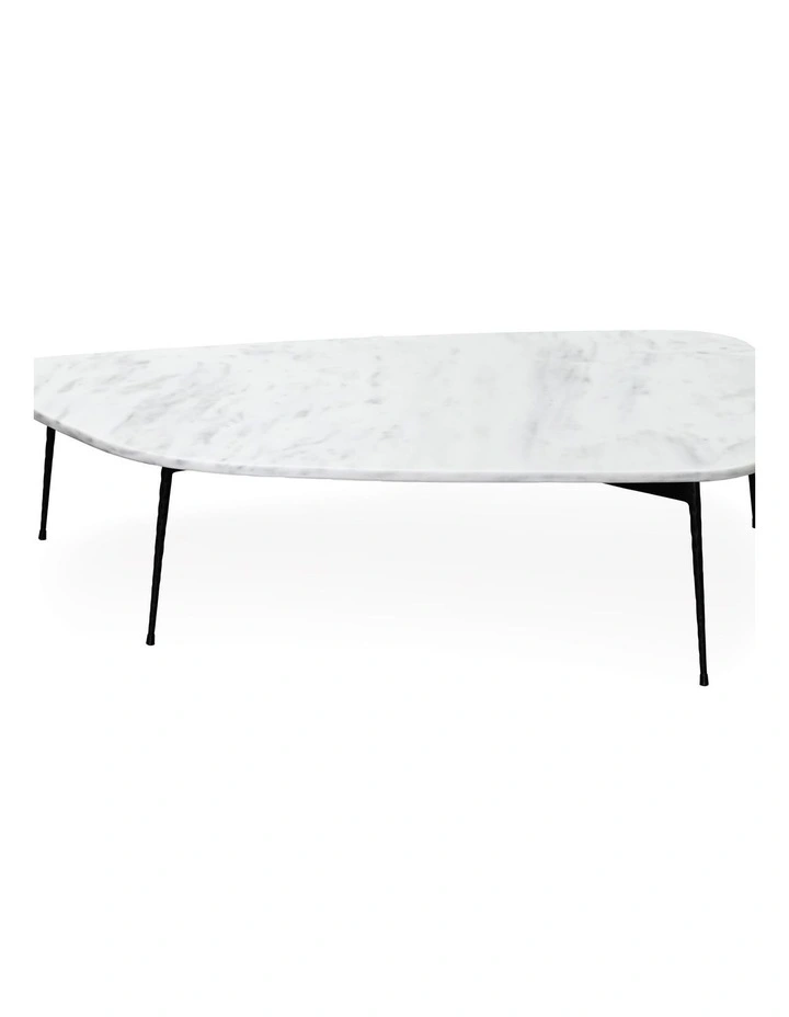 Alba - Coffee Table Large - White Marble Black Base image 1