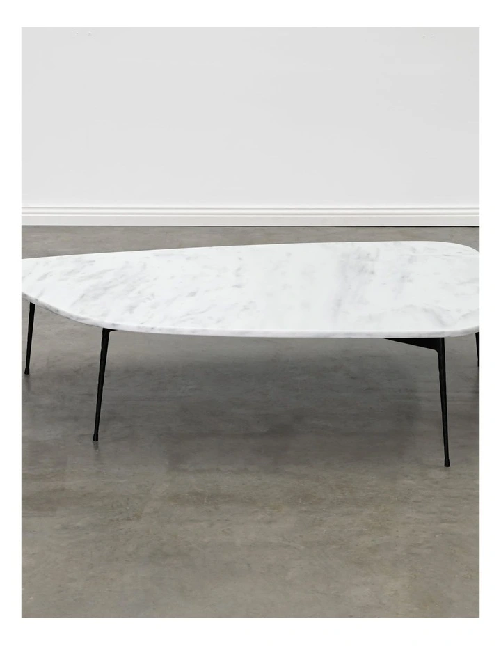 Alba - Coffee Table Large - White Marble Black Base image 2