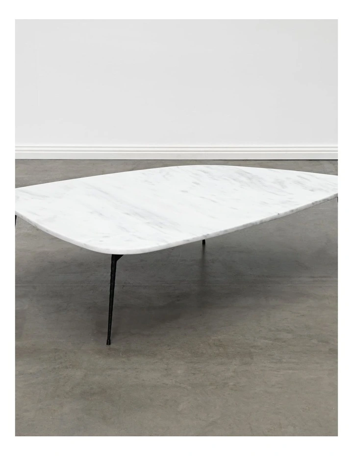 Alba - Coffee Table Large - White Marble Black Base image 5
