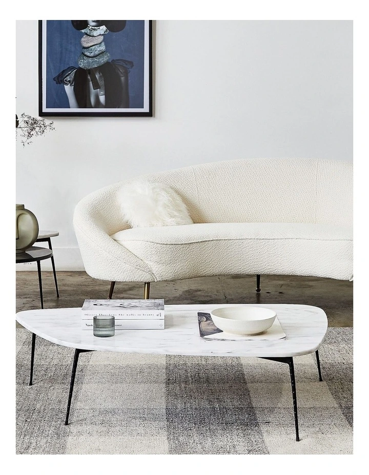 Alba - Coffee Table Large - White Marble Black Base image 6