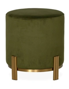 Darcy & Duke Luca Ottoman - Olive Green Velvet - Gold Metal Base - Small