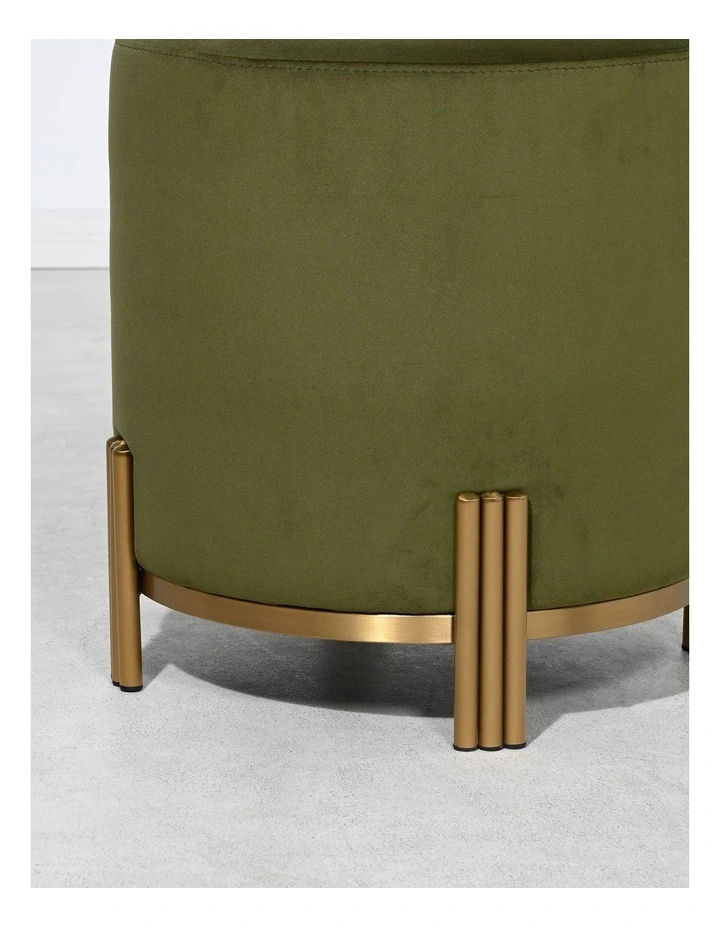 Darcy & Duke Luca Ottoman - Olive Green Velvet - Gold Metal Base - Small image 4