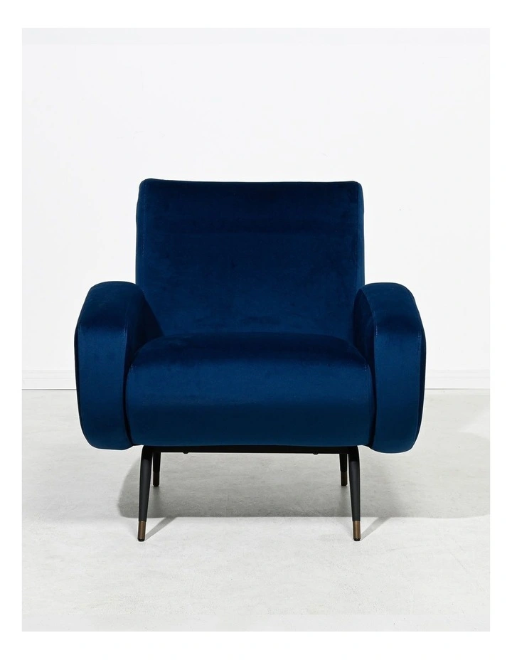 Westley Accent Armchair, Navy Velvet - Black Metal Legs image 3