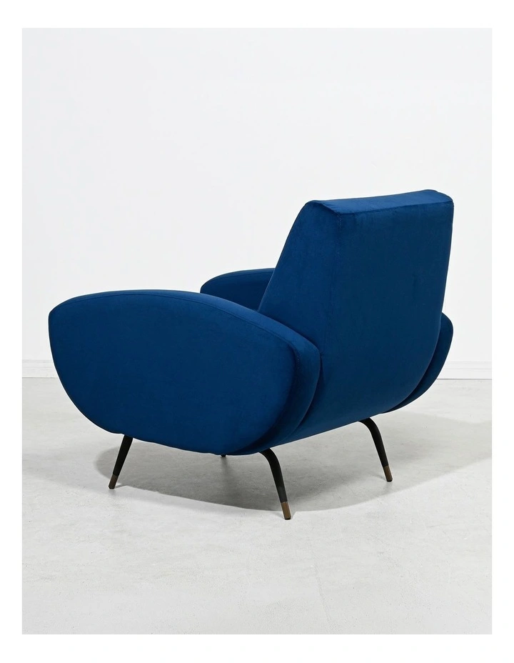Westley Accent Armchair, Navy Velvet - Black Metal Legs image 4