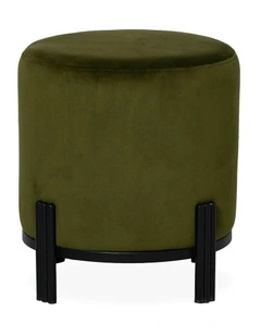 Round Ottoman in Olive Green
