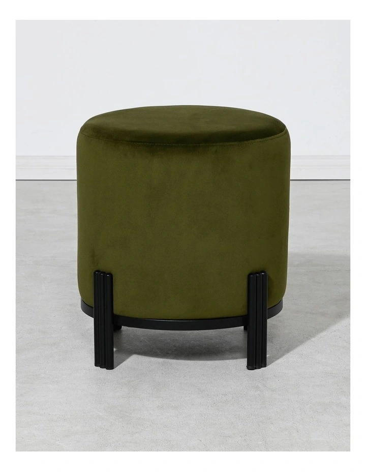 Round Ottoman in Olive Green image 3