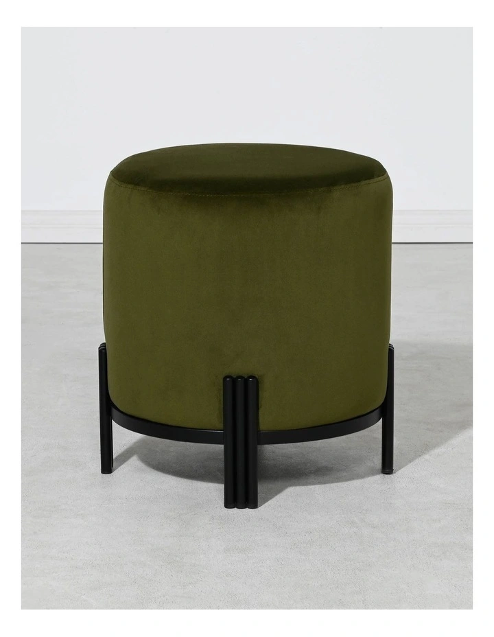 Round Ottoman in Olive Green image 4