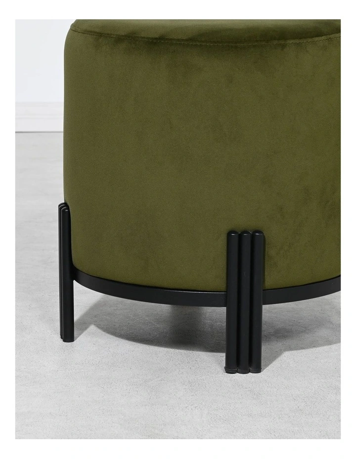 Round Ottoman in Olive Green image 5