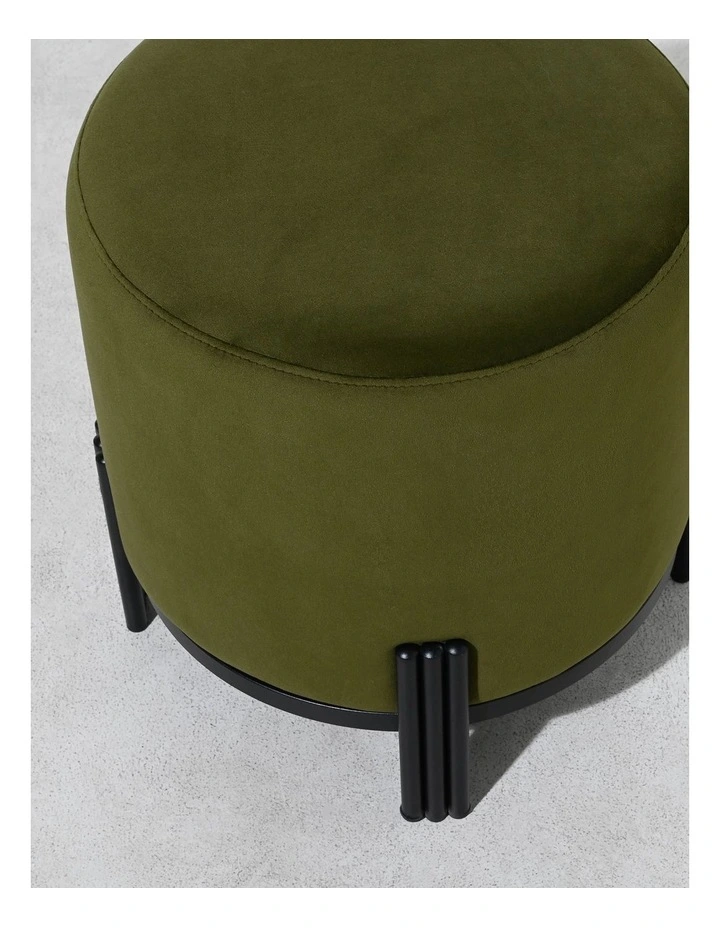 Round Ottoman in Olive Green image 6