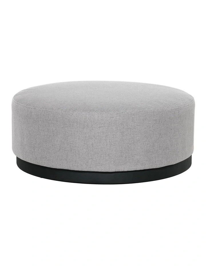 Tribeca Round Ottoman in Woli Grey image 1