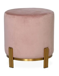 Luca Round Ottoman - Blush Velvet - Gold or Black Base - Small