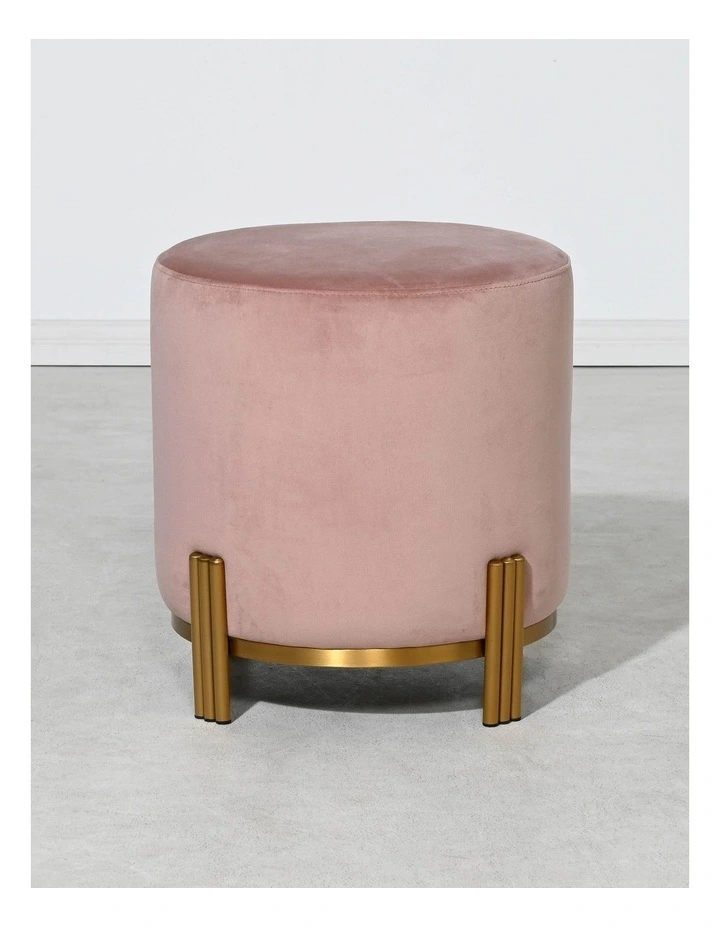 Luca Round Ottoman - Blush Velvet - Gold or Black Base - Small image 2