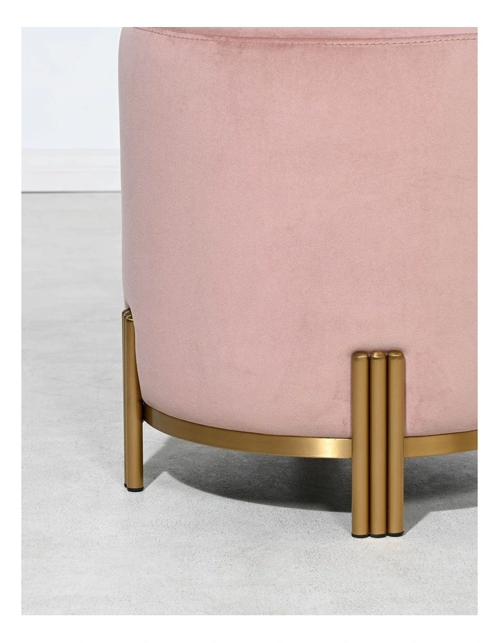 Luca Round Ottoman - Blush Velvet - Gold or Black Base - Small image 4