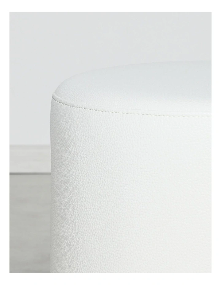 Milan Round Ottoman - White Fox Recycled Leather - Brushed Gold Base - Small image 5