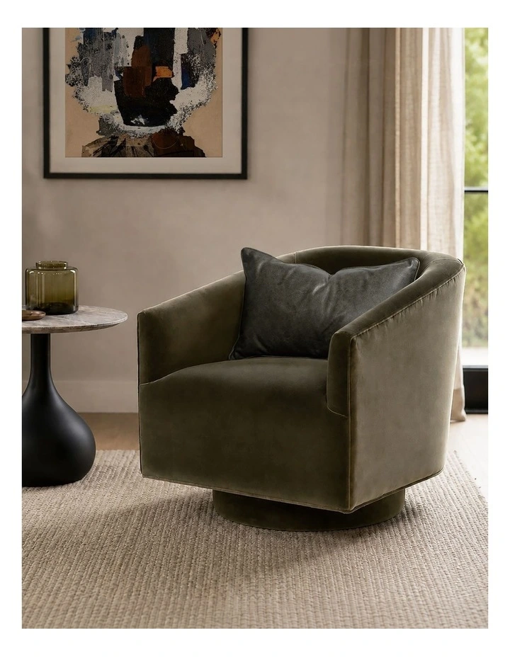 Darcy & Duke Artemis Swivel Chair, Dark Olive Velvet image 2