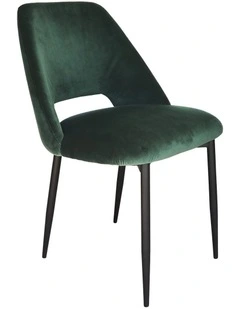 Milan Dining Chair - Dark Green Velvet - Black Metal Legs