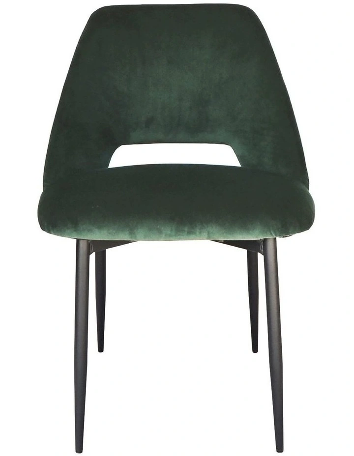 Milan Dining Chair - Dark Green Velvet - Black Metal Legs image 2