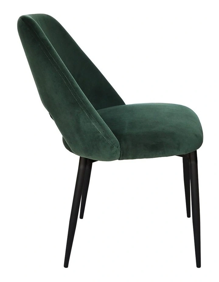 Milan Dining Chair - Dark Green Velvet - Black Metal Legs image 3