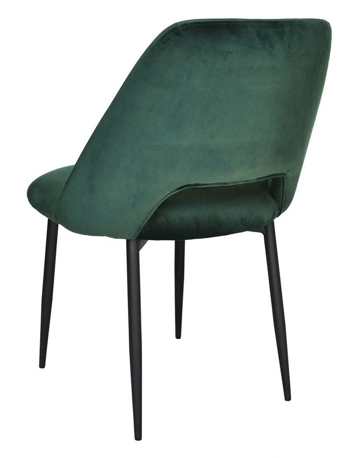 Milan Dining Chair - Dark Green Velvet - Black Metal Legs image 4