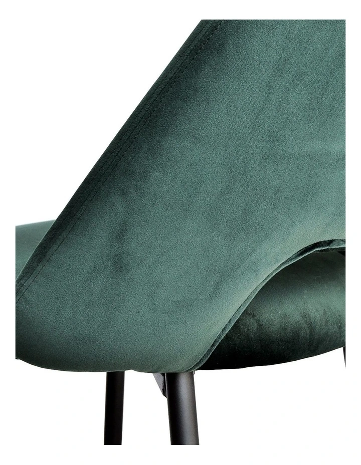 Milan Dining Chair - Dark Green Velvet - Black Metal Legs image 5
