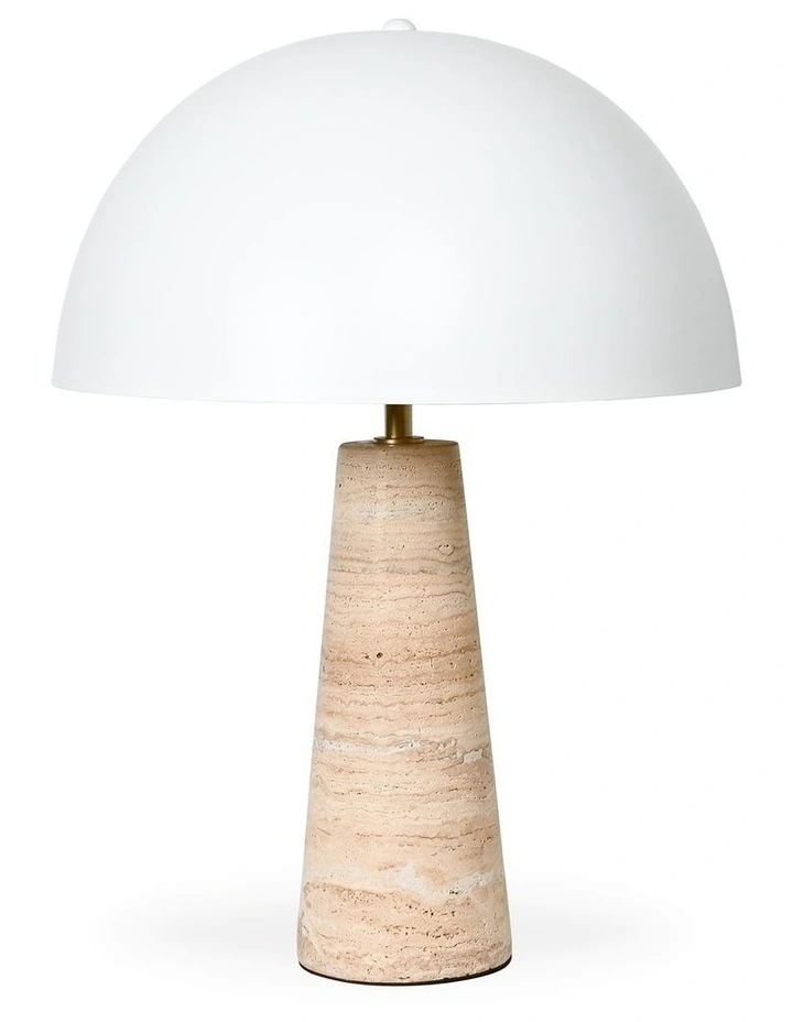 Lumiere Table Lamp - Sandstone Marble Base, White Metal Shade image 1